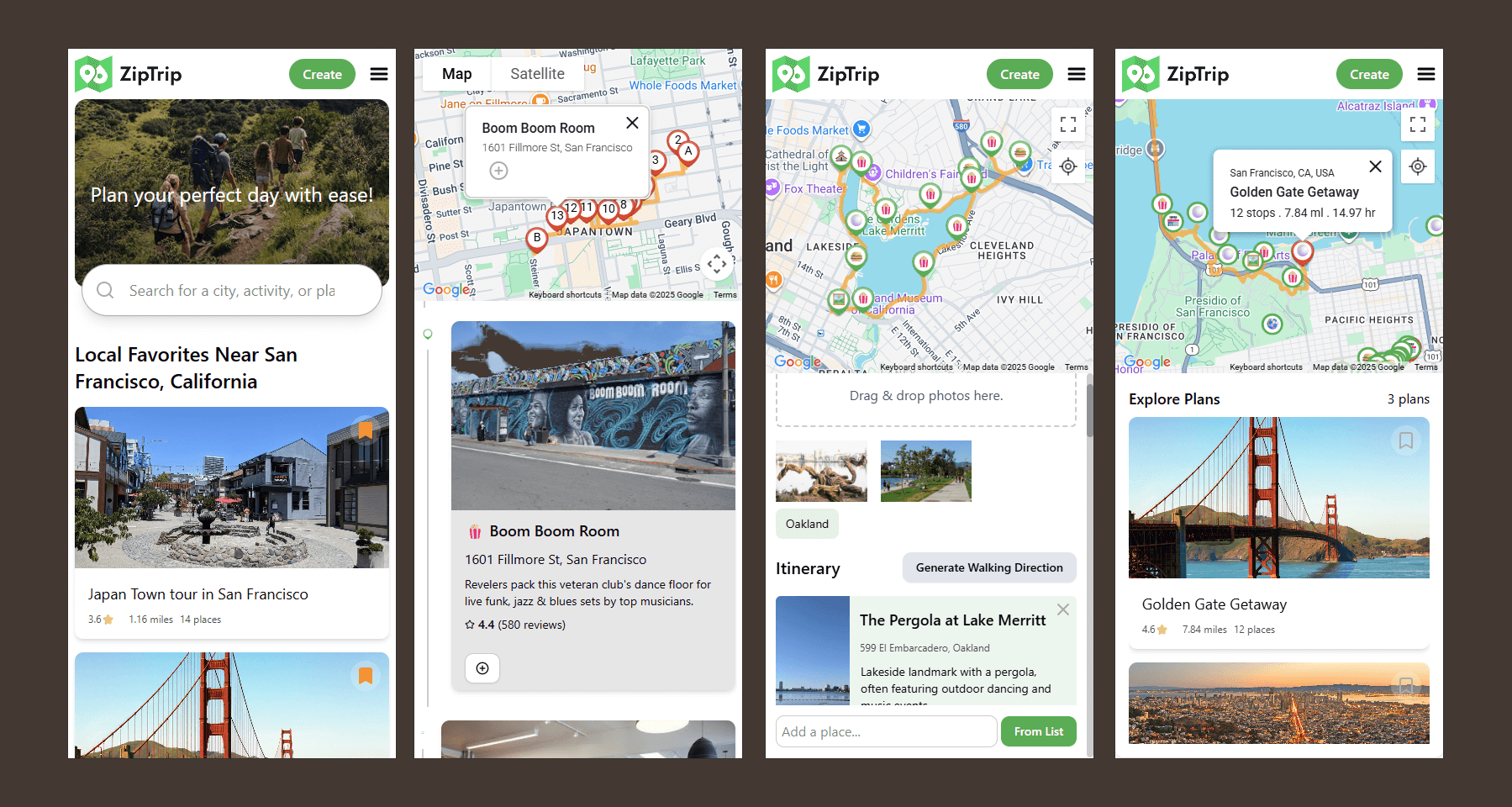 Different part of the app in mobile size screen